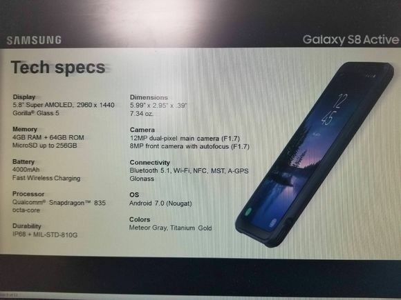 Samsung Galaxy S8 Active Detailed Specs Surface Online