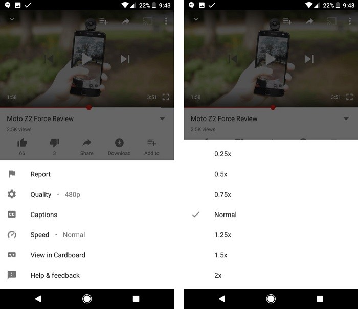 Youtube app-speed-controls-test-feature