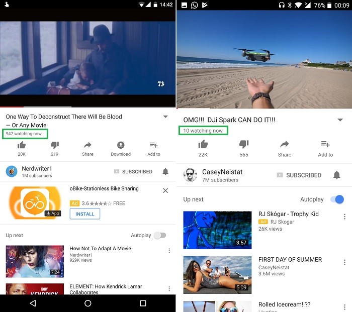Realtime Live View, Like and Dislike Count