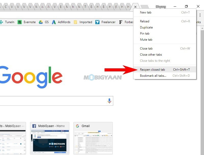 How to reopen closed tab on Chrome Desktop 1