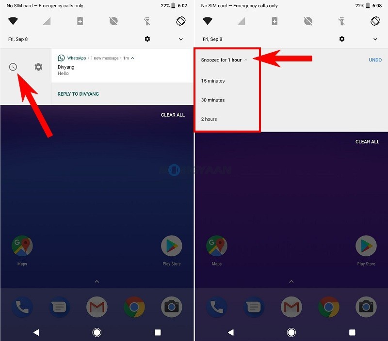 snooze notifications on Android