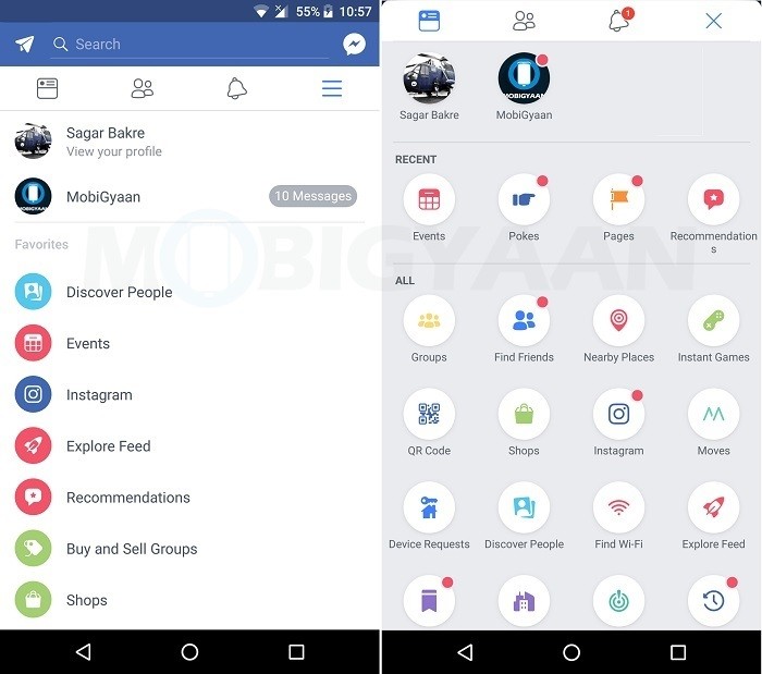 Facebook testing bottom navigation bar with swipe-up navigation drawer on its Android app 3 facebook-testing-ui-swipe-up-menu-android-3