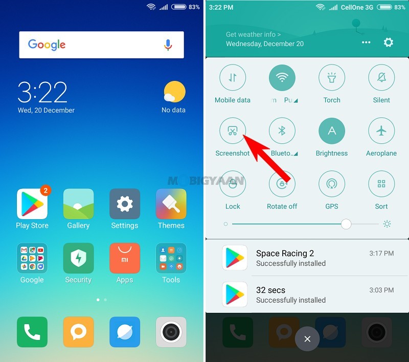 How to take a screenshot on Xiaomi Redmi 5A 1