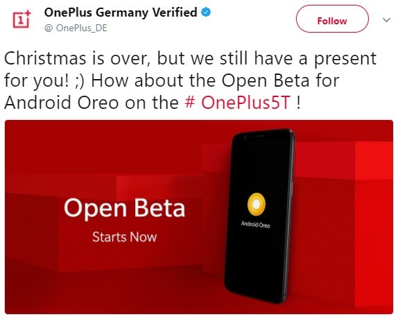 OnePlus 5T to get Android Oreo based Open Beta update soon 1 oneplus-germany-5t-oreo-beta-tweet
