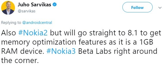 nokia-3-android-oreo-beta-soon-tweet 