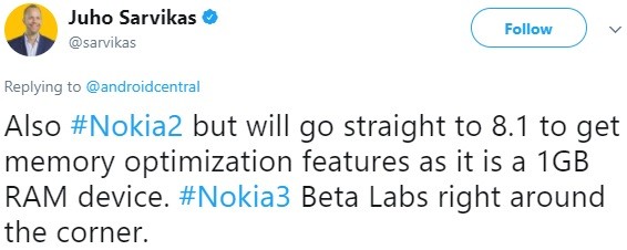 nokia-3-android-oreo-beta-soon-tweet