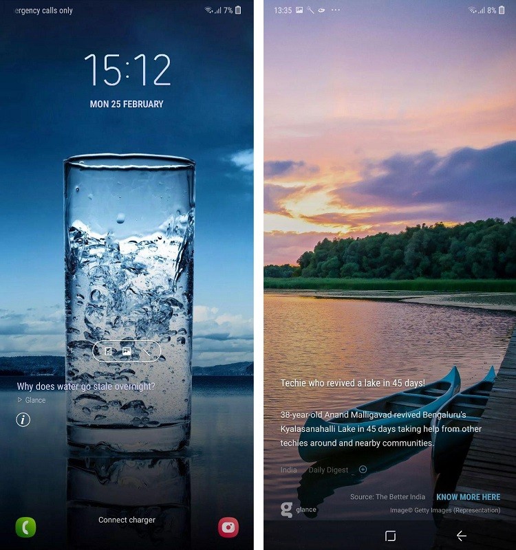 Glance App on Samsung Galaxy M20