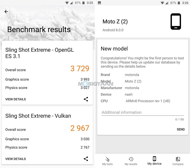 Motorola Moto Z2 Force Performance Benchmarks 3DMark