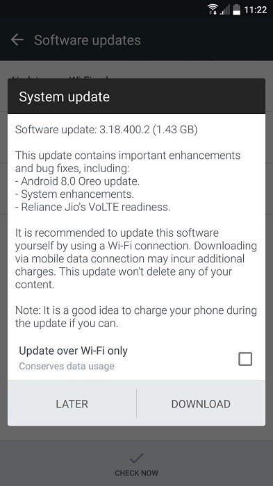 htc 10 oreo update india