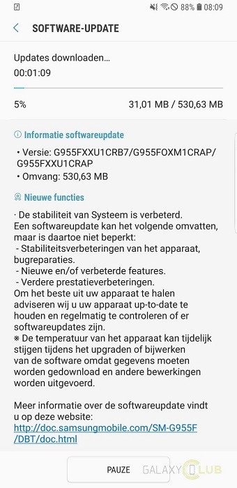 samsung galaxy s8 oreo update resumed