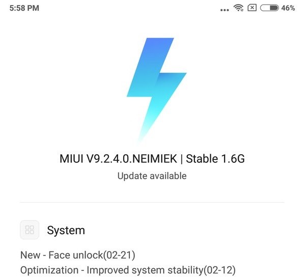 xiaomi redmi note 5 pro face unlock feature update