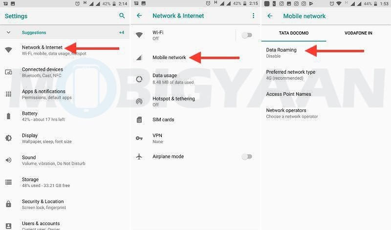 How to enable Data Roaming on Motorola Moto Z2 Force Guide 2