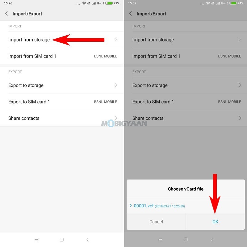 import export contacts on redmi note 6 pro