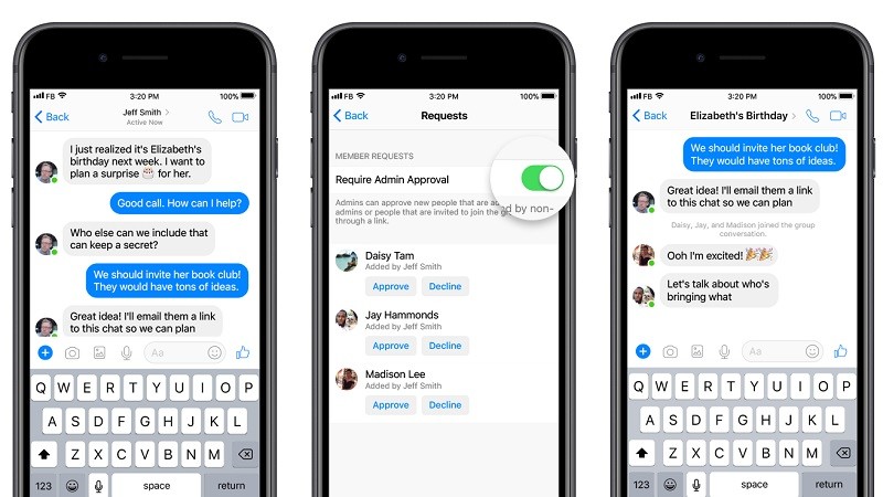 facebook messenger admin privilege group chats