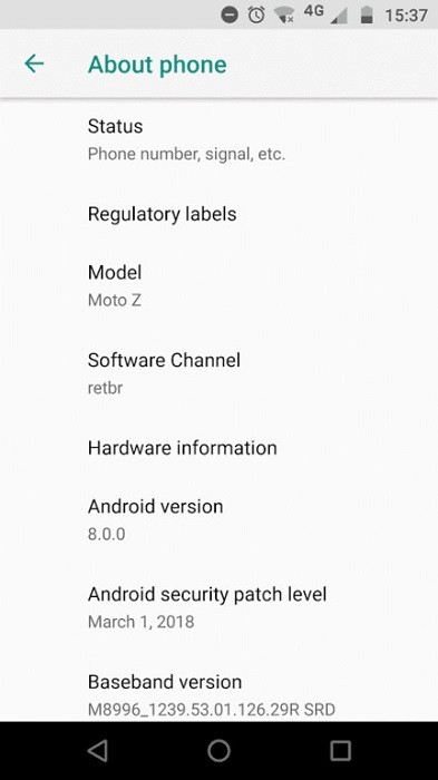 moto z android 8 oreo update