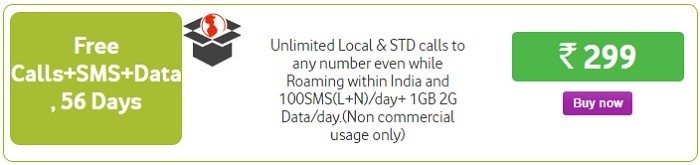 vodafone 299 prepaid pack