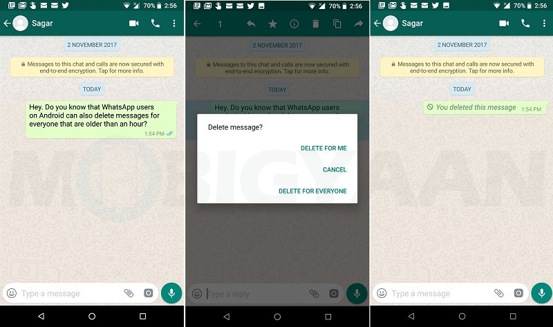 whatsapp android delete for everyone limit more than hour 1