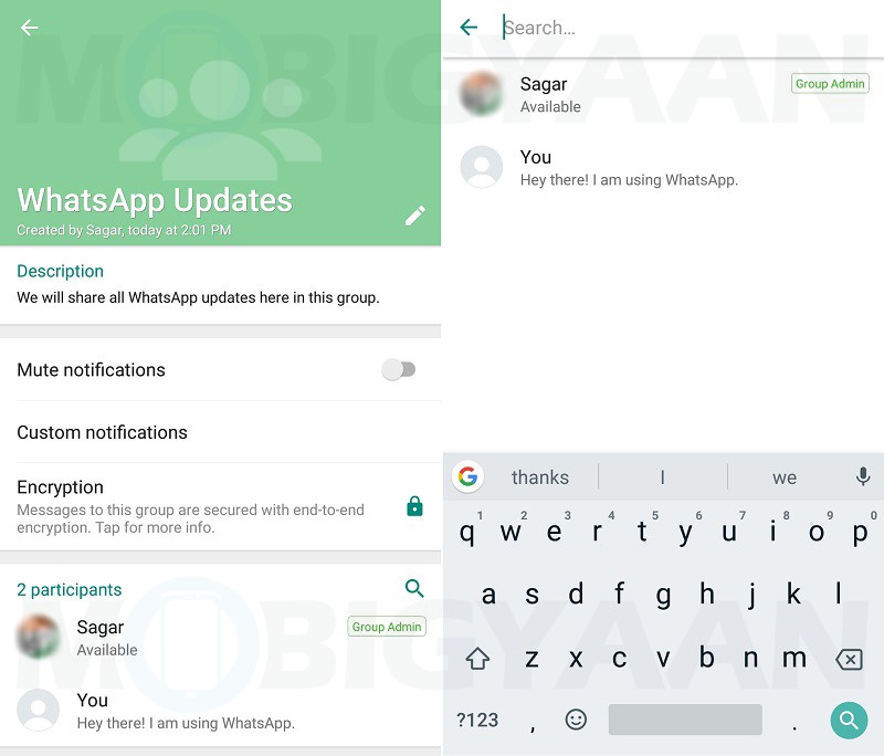 whatsapp group description call switching update android 6