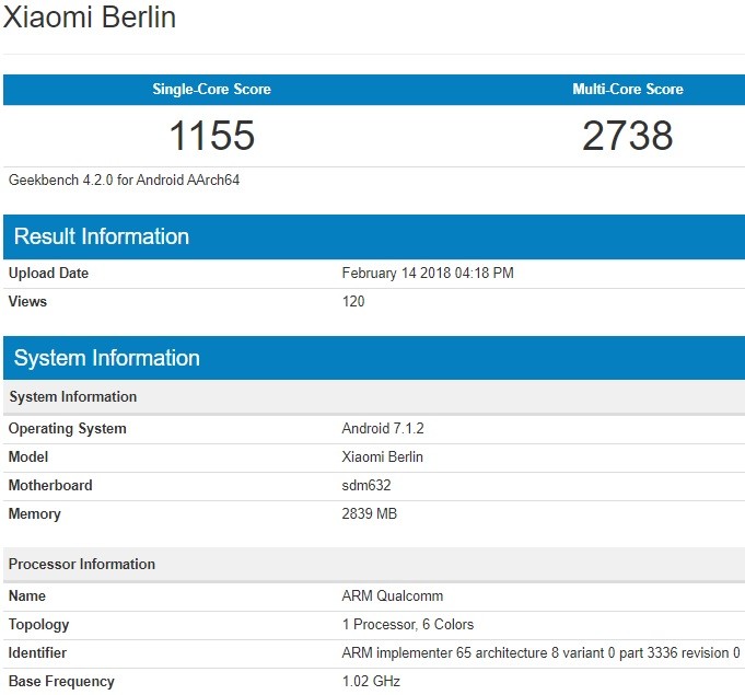 xiaomi berlin geekbench