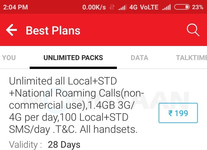 airtel 199 prepaid plan