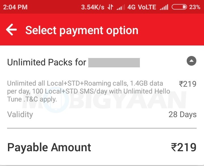 airtel 219 prepaid plan