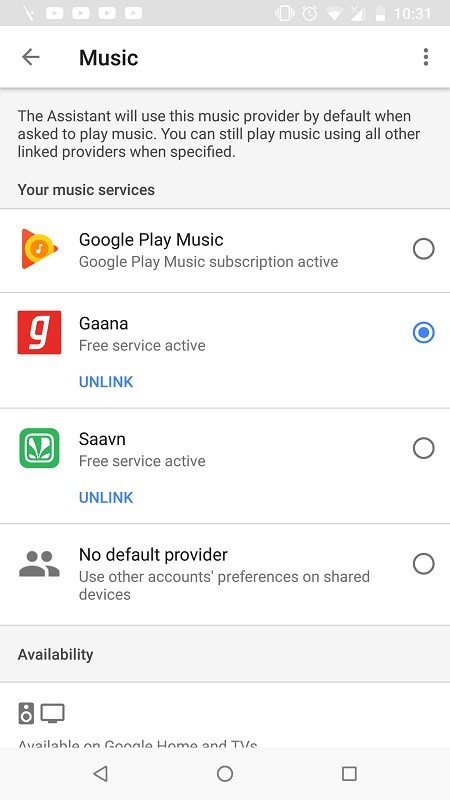 google home gaana saavn integration india