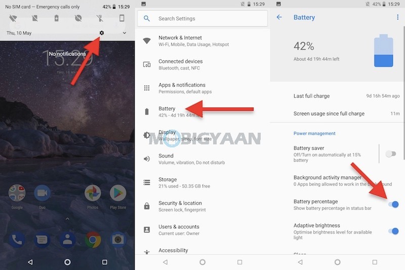 How to display battery percentage in the notification bar on Nokia 7 Plus Guide