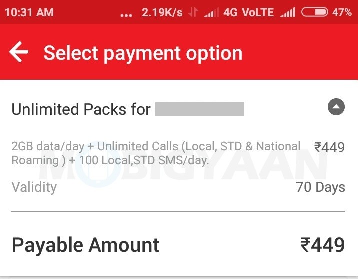 airtel 449 prepaid plan details