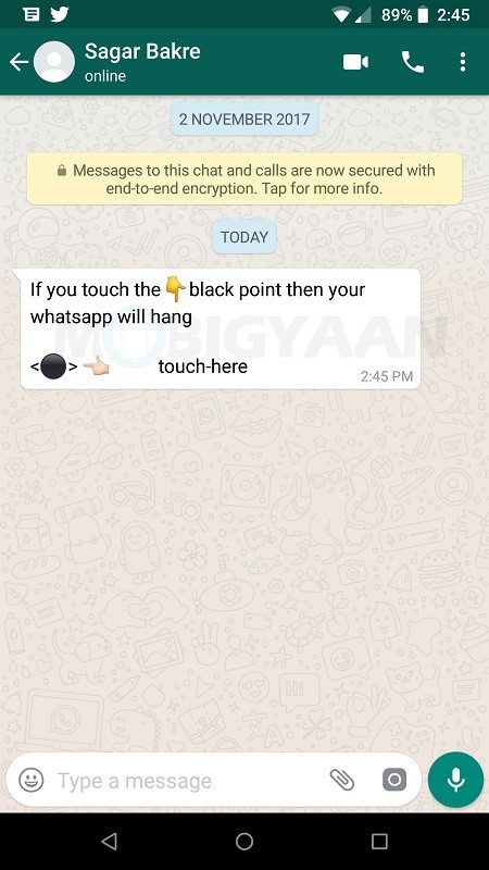 whatsapp android black dot message 1