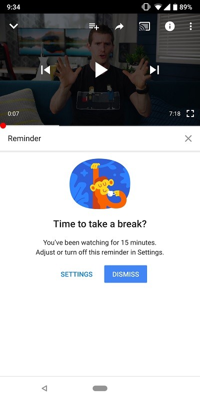 YouTube's 'take a break' feature that reminds you to take a break from binge-watching videos is rolling out to its Android app 2 youtube take a break feature rolling out 2