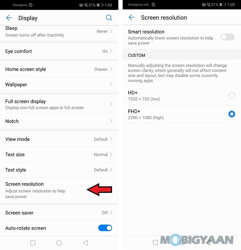 Huawei P20 Lite Changing Screen Resolution 2