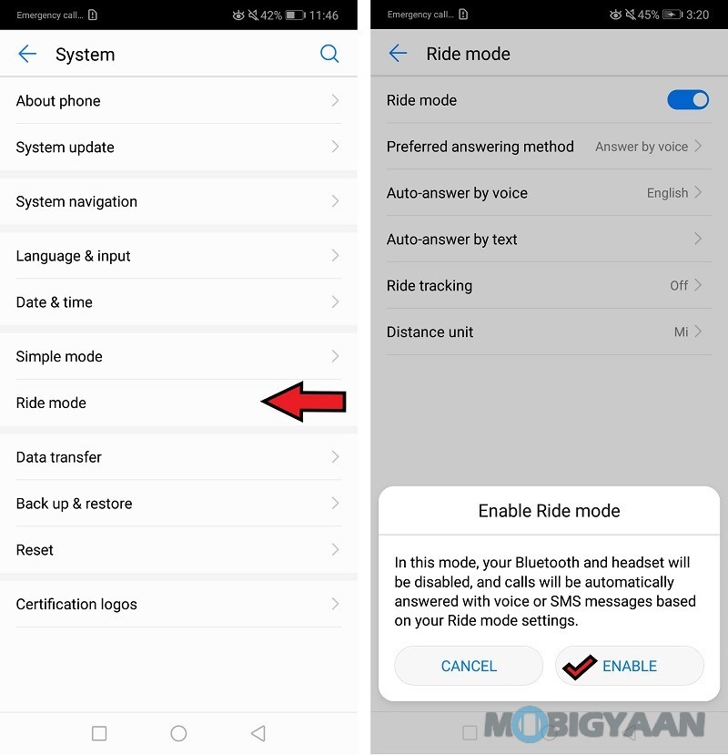 Huawei P20 Lite Ride Mode 2