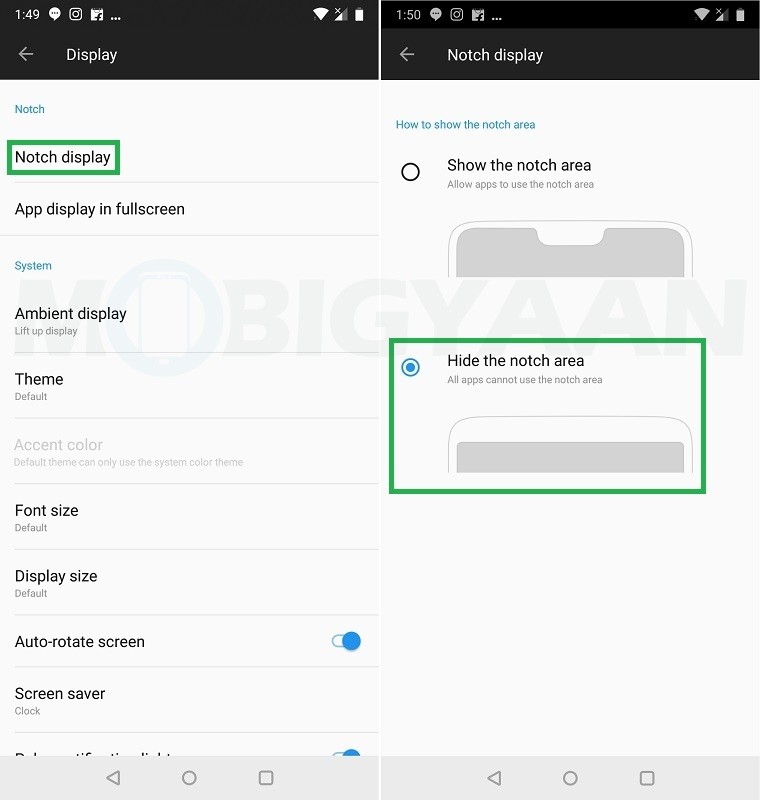 How to hide notch on OnePlus 6