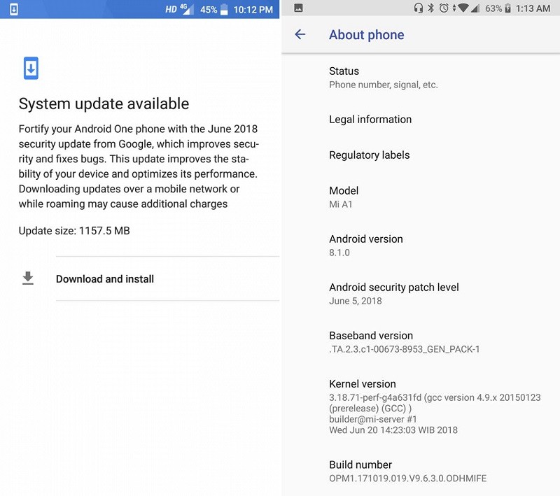 xiaomi mi a1 android 8 1 oreo update