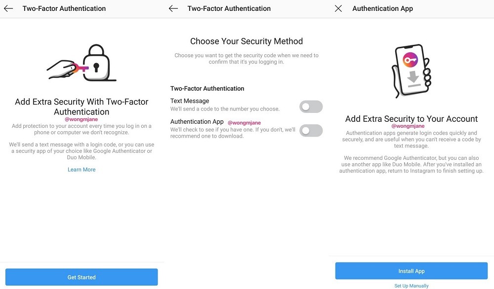 instagram testing non sms 2 factor authentication 1