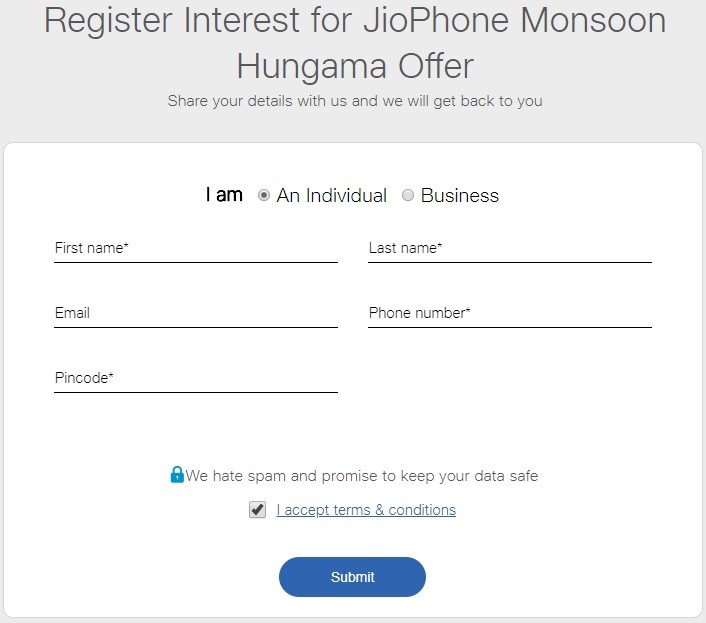 jiophone monsoon hungama offer 3