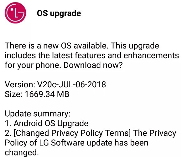 lg v20 android 8 oreo update