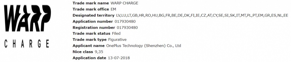 oneplus warp charge patent