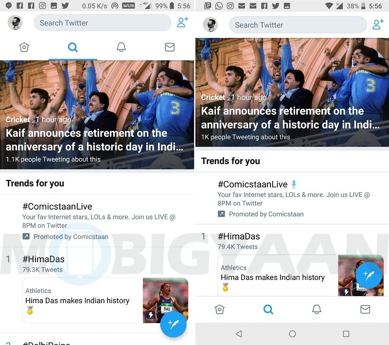 Twitter updates its Android app with a bottom navigation bar