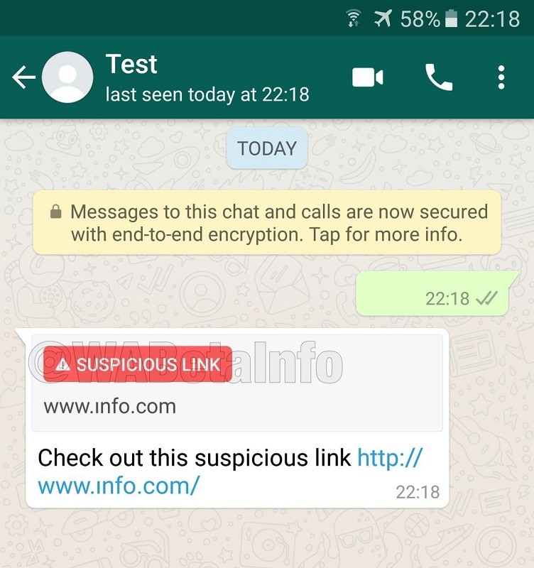 whatsapp suspicious link detection beta android 1