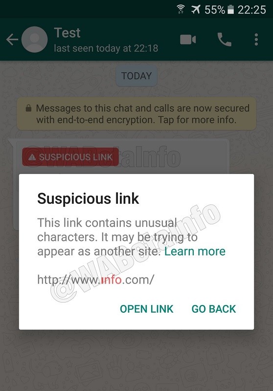 whatsapp suspicious link detection beta android 2