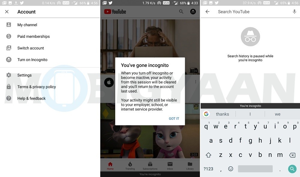 youtube incognito mode android 2
