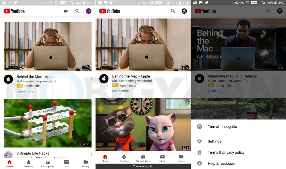 youtube incognito mode android 3