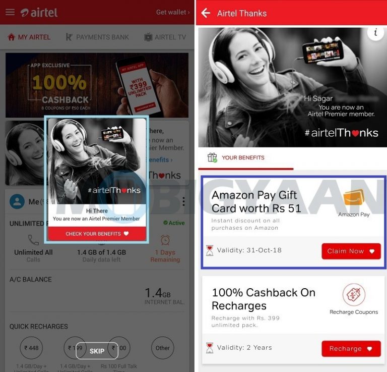 Airtel offering ₹51 Amazon Pay Gift Card to its customers, here's how