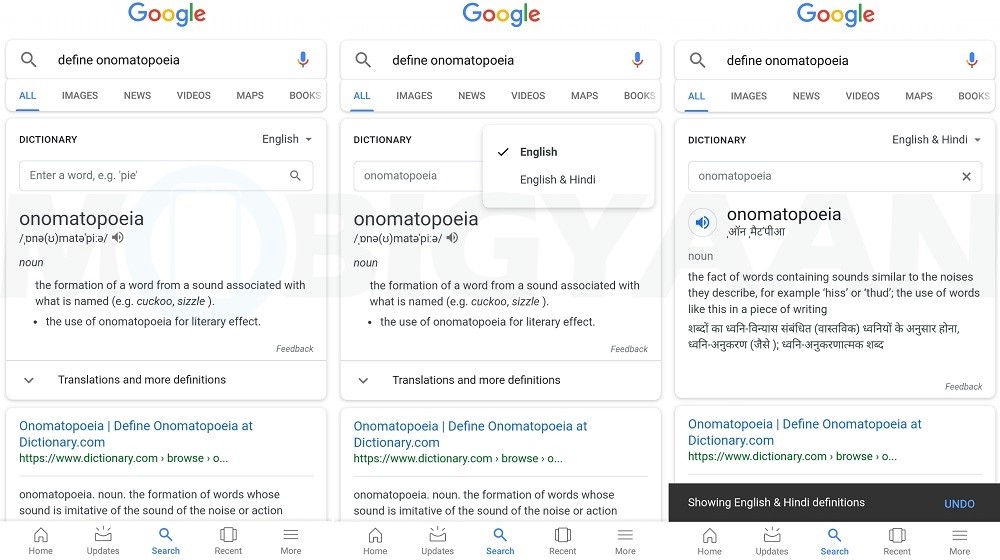 Google Search Now Shows Dictionary Definitions In Both English And Hindi In India