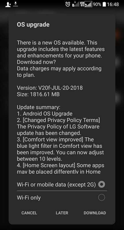lg g6 android oreo update india