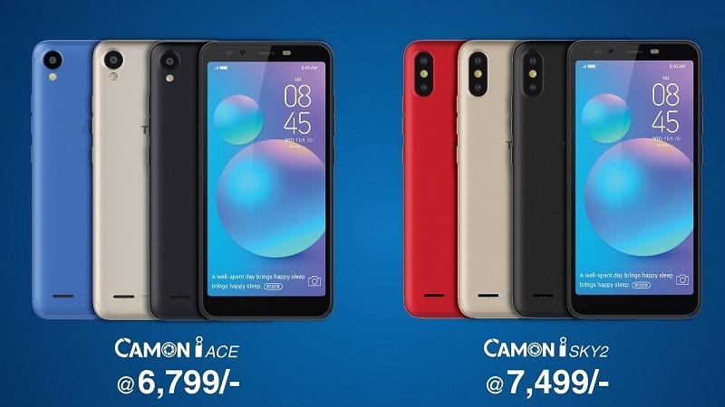 Tecno Camon iAce and Camon iSky 2 launched in India with 5.5-inch 18:9 display and 3050 mAh battery