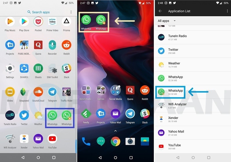 use two whatsapp accounts oneplus 6 3