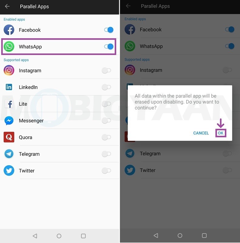 use two whatsapp accounts oneplus 6 5