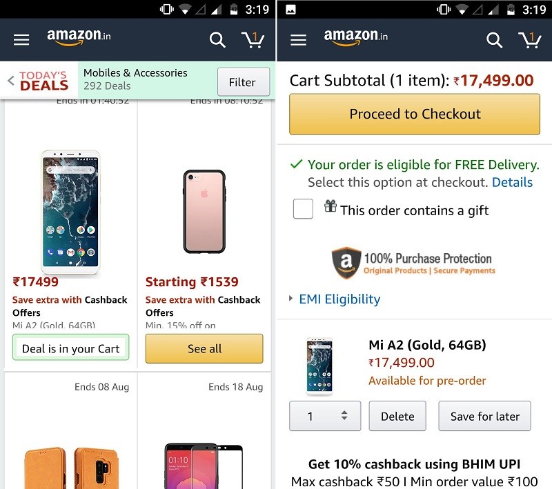 xiaomi mi a2 india price leak amazon india